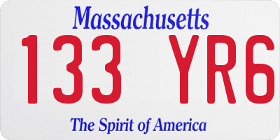 MA license plate 133YR6