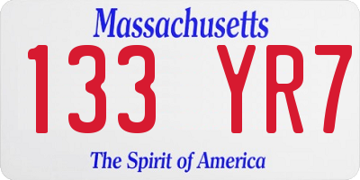 MA license plate 133YR7