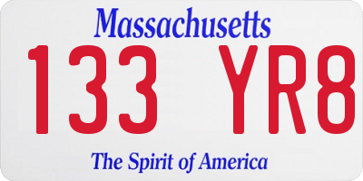 MA license plate 133YR8