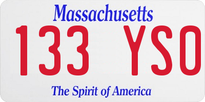 MA license plate 133YS0