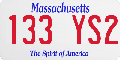 MA license plate 133YS2