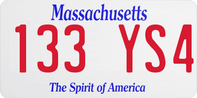 MA license plate 133YS4