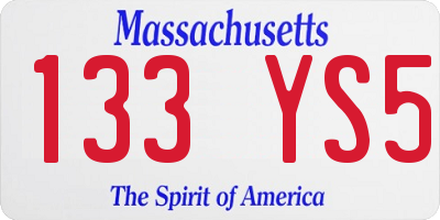 MA license plate 133YS5