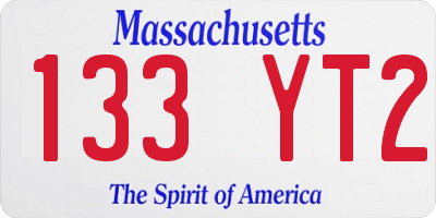 MA license plate 133YT2