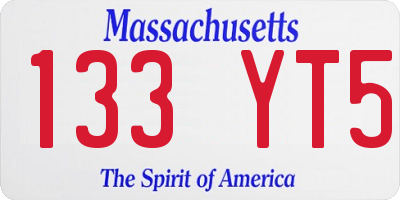 MA license plate 133YT5