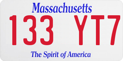 MA license plate 133YT7