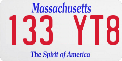 MA license plate 133YT8