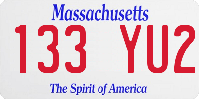 MA license plate 133YU2