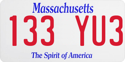 MA license plate 133YU3