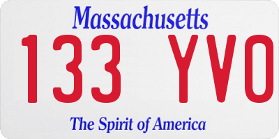 MA license plate 133YV0