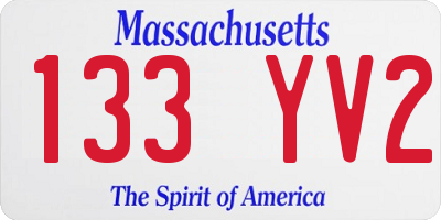 MA license plate 133YV2