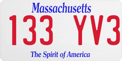 MA license plate 133YV3