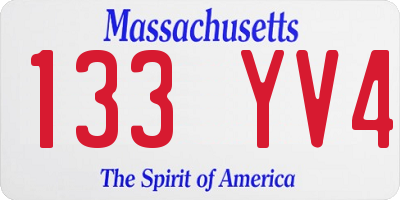 MA license plate 133YV4