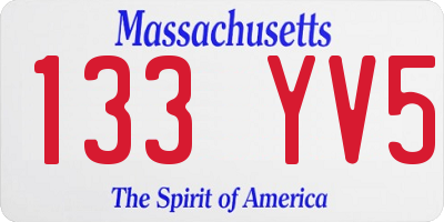 MA license plate 133YV5
