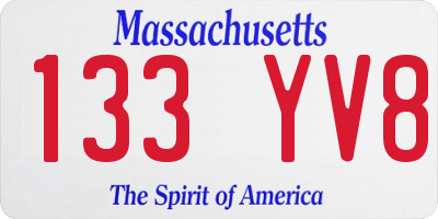 MA license plate 133YV8