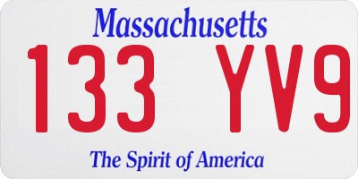 MA license plate 133YV9