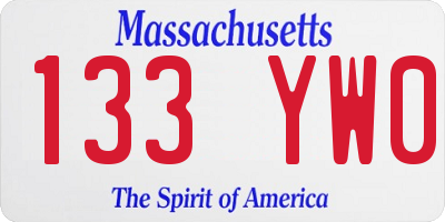 MA license plate 133YW0