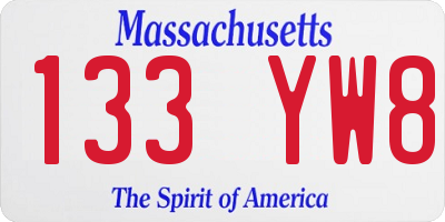 MA license plate 133YW8