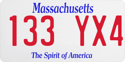 MA license plate 133YX4
