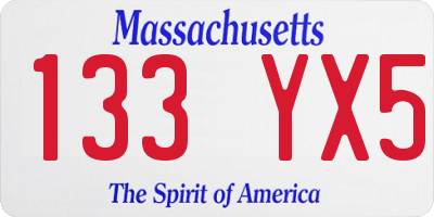 MA license plate 133YX5