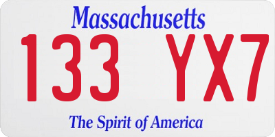 MA license plate 133YX7
