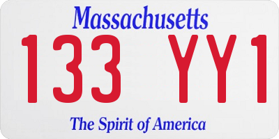 MA license plate 133YY1