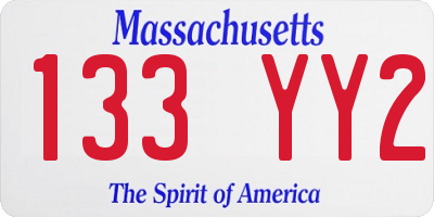 MA license plate 133YY2