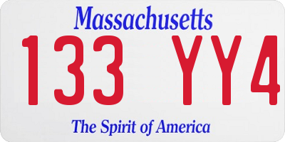 MA license plate 133YY4