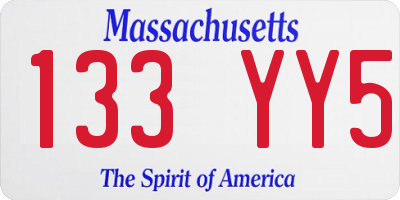 MA license plate 133YY5