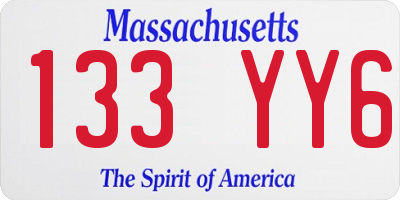 MA license plate 133YY6
