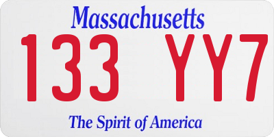 MA license plate 133YY7
