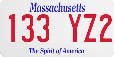 MA license plate 133YZ2