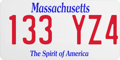 MA license plate 133YZ4