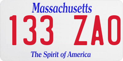 MA license plate 133ZA0