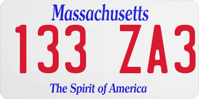 MA license plate 133ZA3