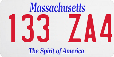 MA license plate 133ZA4