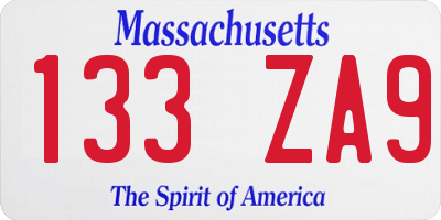 MA license plate 133ZA9