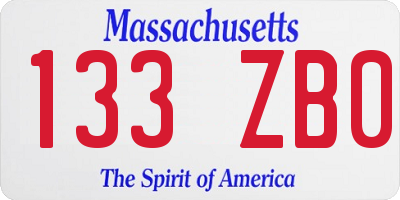 MA license plate 133ZB0