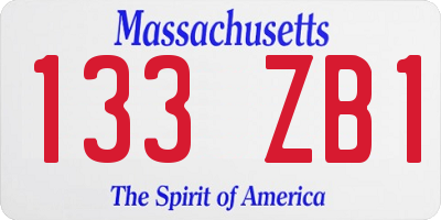 MA license plate 133ZB1