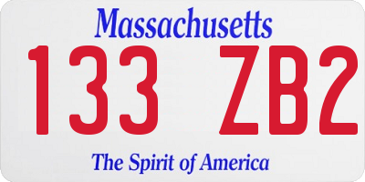 MA license plate 133ZB2