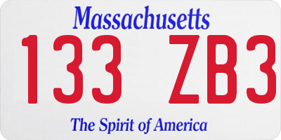 MA license plate 133ZB3