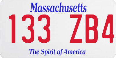 MA license plate 133ZB4