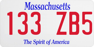 MA license plate 133ZB5