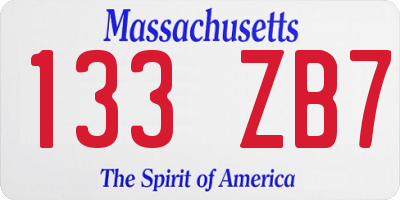 MA license plate 133ZB7
