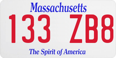 MA license plate 133ZB8