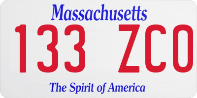 MA license plate 133ZC0