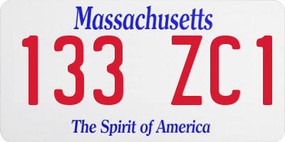 MA license plate 133ZC1