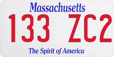 MA license plate 133ZC2