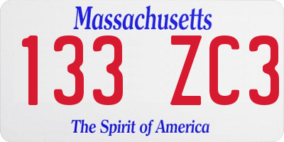MA license plate 133ZC3