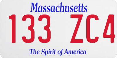 MA license plate 133ZC4